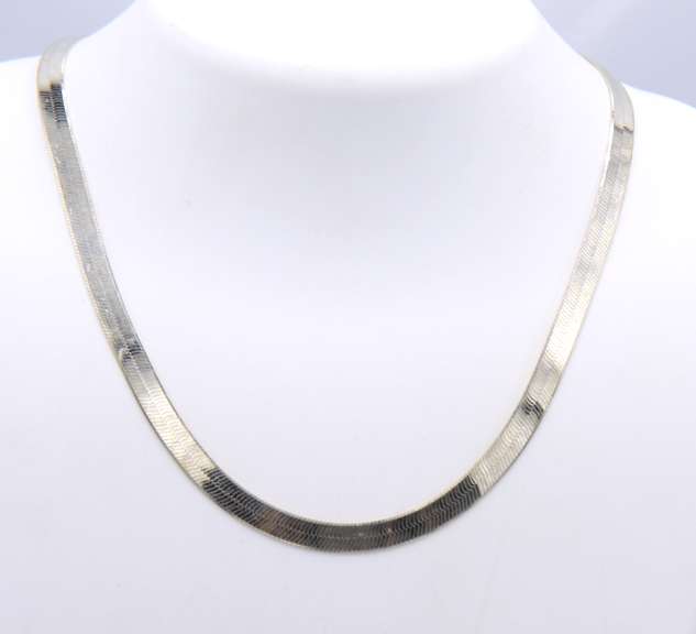 Italian 925 Sterling Silver Herringbone Necklace