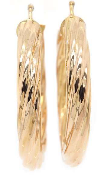 Polished Large Twisted Hoop Earrings in 14K