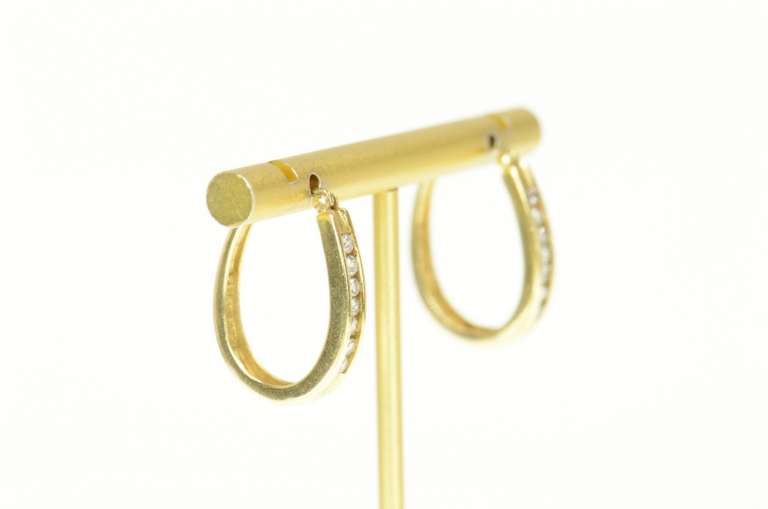 14K Yellow Gold 0.50 Ctw Diamond Classic Statement Hoop Earrings