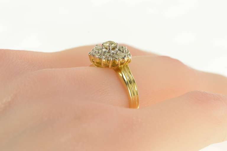 14K Yellow Gold 0.50 Ctw Diamond Baguette Halo Engagement Ring