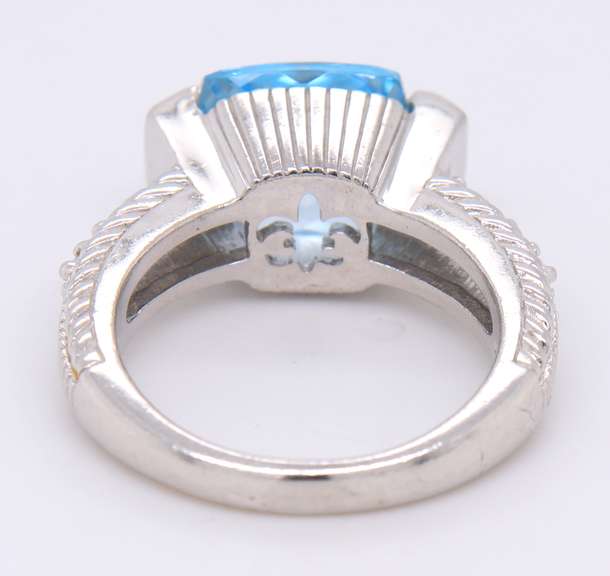 Judith Ripka Sterling Silver Dazzling Blue Topaz Ring