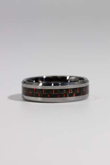 8mm Tungsten Carbide Wedding Band w/Carbon Fiber Inlay Size 15