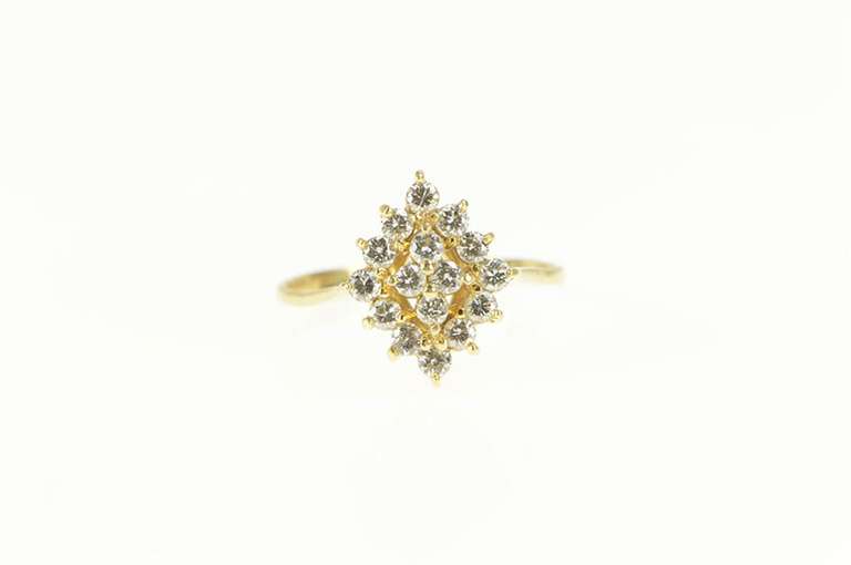 14K Yellow Gold 0.48 Ctw Diamond Squared Cluster Engagement Ring