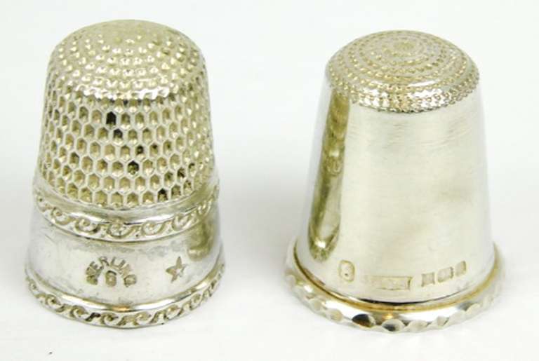 2 Antique Sterling Silver Thimbles