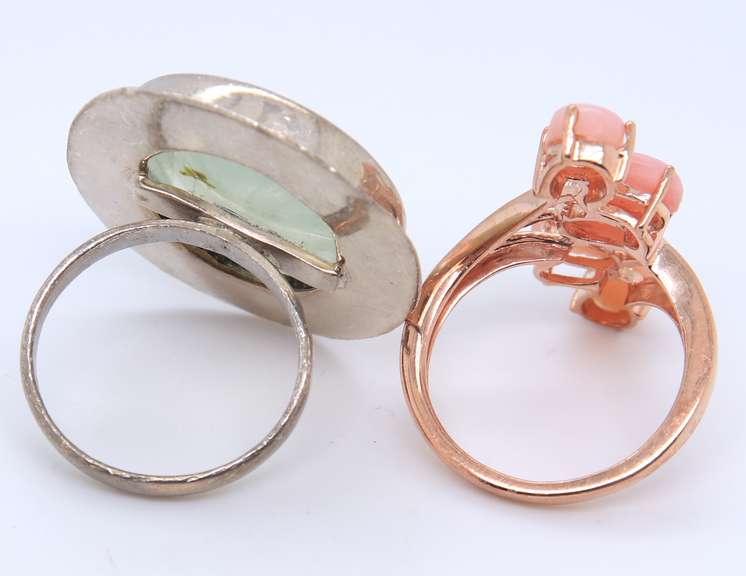 Lot of 2 Vintage 925 Sterling Silver Gemstone Rings