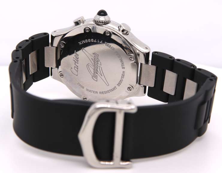 Cartier 21 Chronoscaph Quartz 32mm Black Rubber Strap Watch