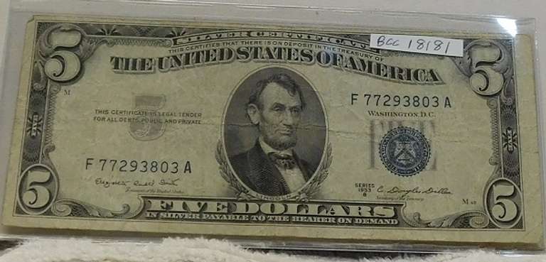 1953-B Silver Cert  $5.