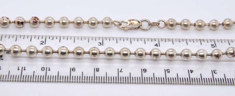 Vintage Sterling Silver Beaded Silver Necklace