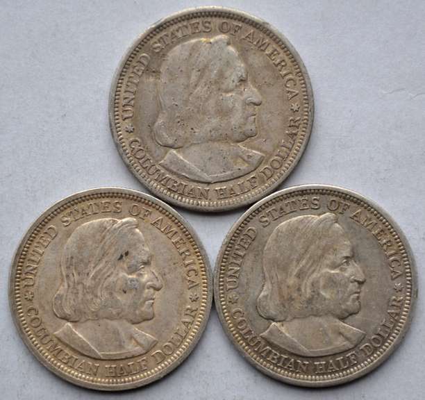 3 Raw 1893 Columbian Expo Halves
