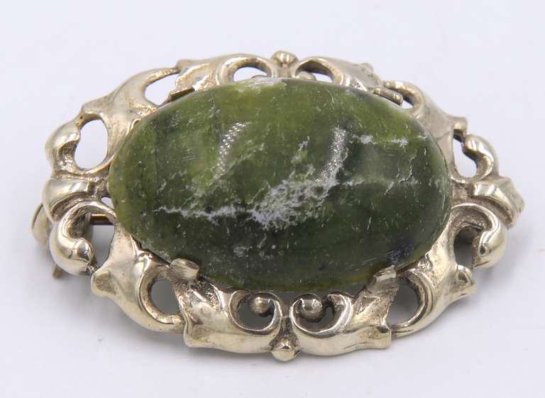 Vintage 925 Sterling Silver Gemstone Brooch