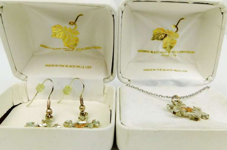 Black Hills Gold Sterling & 12K Gold Snowflake Set