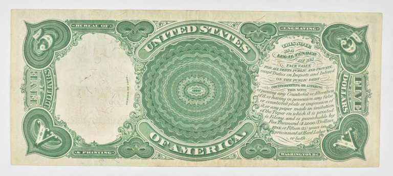 1907 $5 United States Legal Tender Note - Large Note