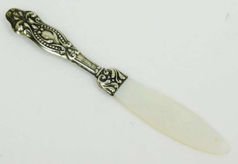 Antique Miniature Sterling & Mother of Pearl Letter Opener