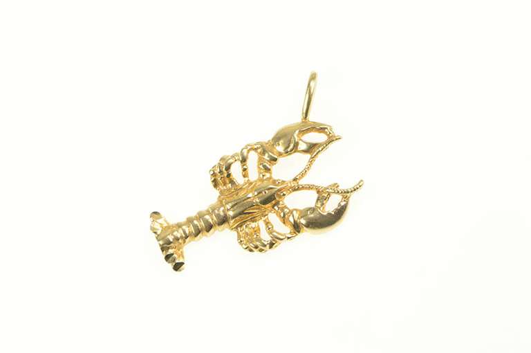 14K Yellow Gold 3D Lobster Ocean Animal Fishing Pendant
