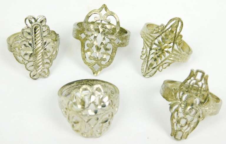 5 Sterling Filigree Rings