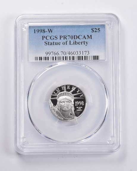 PR70 DCAM 1998-W $25 American Platinum Eagle Statue Of Liberty PCGS