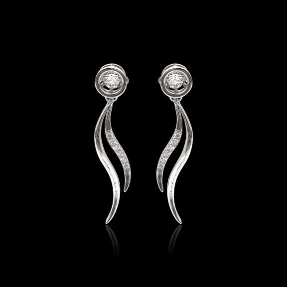 14k White gold $ 0.1ct Dancing Diamond Wings earrings