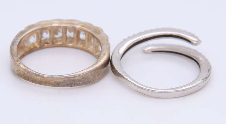 Lot of 2 Vintage 925 Sterling Silver Cubic Zirconia Rings
