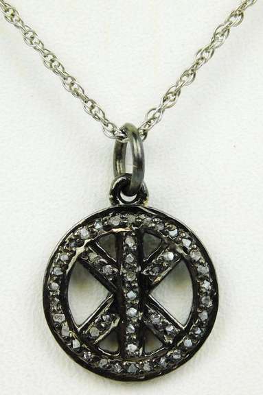 Sterling Pave Diamond Pendant & Chain
