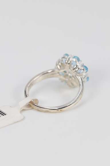 .925 Sterling Silver Blue Topaz Gemstone Ring Size 8