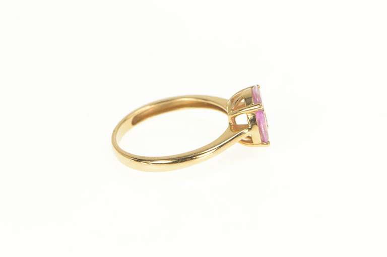 18K Rose Gold Pink Sapphire Illusion Solitaire Cluster Ring