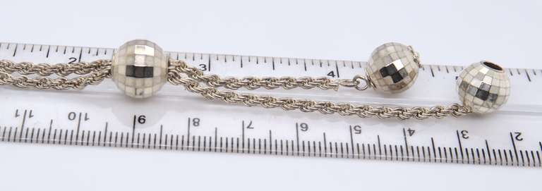 Italian 925 Sterling Silver Rope Chain Necklace with Ball Charms