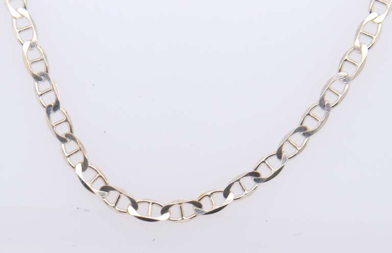 Vintage Italian 925 Sterling Silver Flat Link Chain