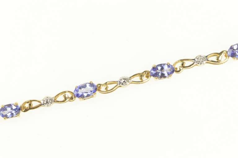 10K Yellow Gold Oval Tanzanite Diamond Accent Chain Bracelet