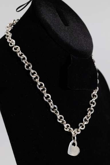 Italian .925 Sterling Silver 8.5mm Rolo Chain w/ 20mm Heart Pendant Toggle Clasp 19 Inch