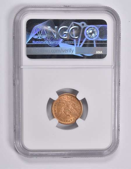 AU58 1861 $2.50 Liberty Head Gold Quarter Eagle Type 1 NGC Old Reverse