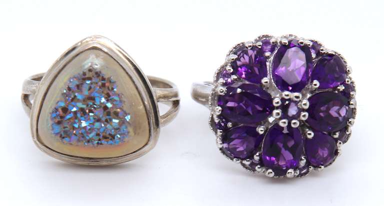 Lot of 2 Vintage 925 Sterling Silver Gemstone Rings