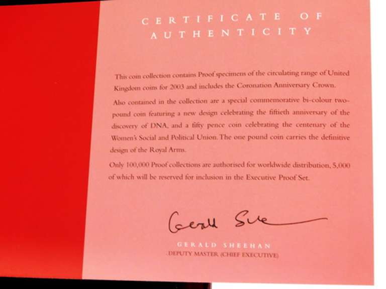 2003 U.K. Proof Coin Set with COA