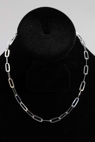 Italian .925 Sterling Silver 5.5mm Paperclip Chain 16 Inches