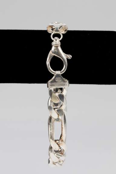 Italian .925 Sterling Silver 14.5mm 3+1 Figaro Bracelet 9 Inches