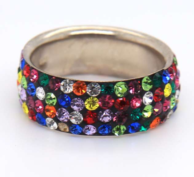 Group Lot of 2, 925 Sterling Silver Multi Color Cubic zirconia Rings