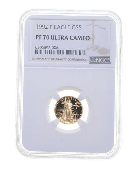 PF70 UCAM 1992-P $5 1/10 Oz. Gold American Eagle - Graded NGC