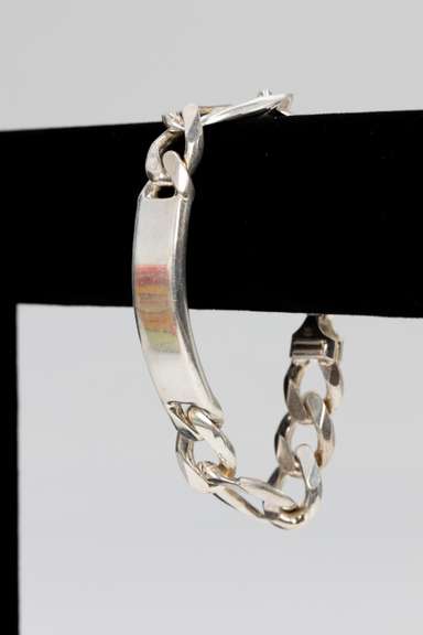 Italian .925 Sterling Silver 14.5mm 3+1 Figaro Link ID Bracelet 9 Inches