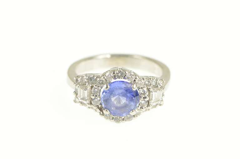 Platinum 1.55 Ctw Tanzanite Diamond Halo Engagement Ring