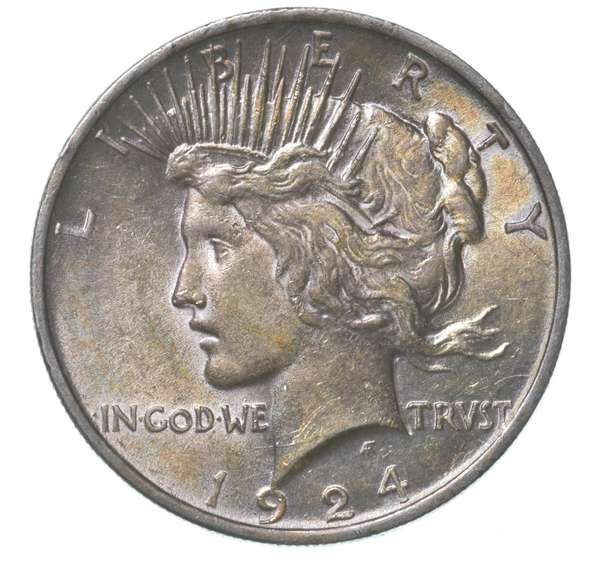 1924 Peace Silver Dollar Rainbow Toned