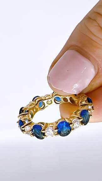 Beautiful Blue Sapphire Eternity Band Ring