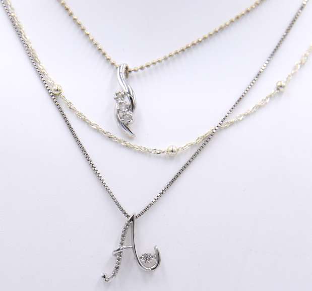 Group Lot of 3 Vintage 925 Sterling Silver Necklaces