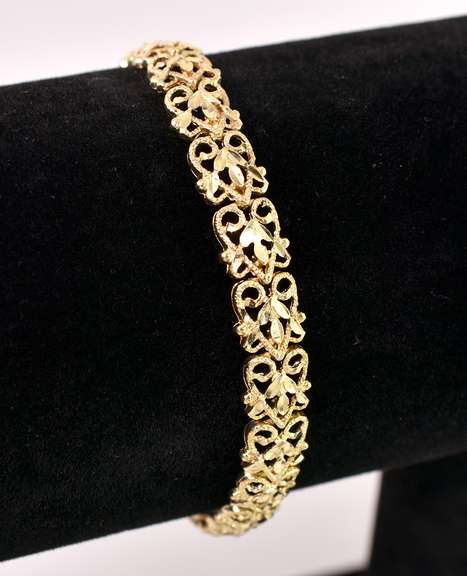 Ornate Fancy Link Braceelet in Yellow Gold