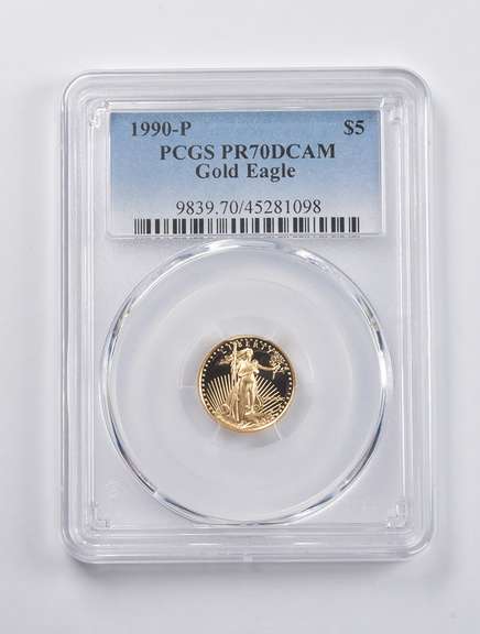 PR70 DCAM 1990-P $5 American Gold Eagle 1/10 Oz. .999 Fine Gold PCGS