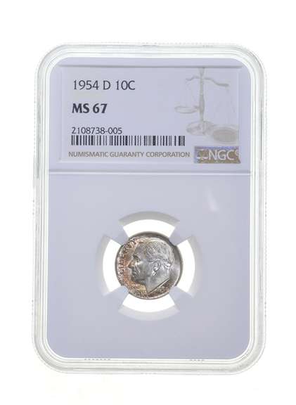 MS67 1954-D Roosevelt Dime - Graded NGC
