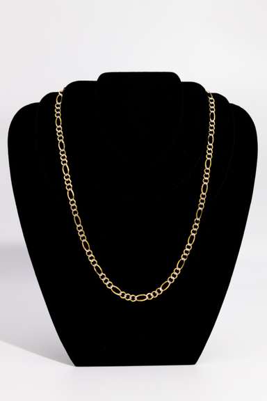 10K Yellow Gold Pave Figaro Link Chain 5.88mm 24 Inch