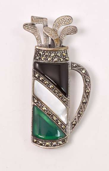 Amazing Gold Clubs Sterling Silver Pin