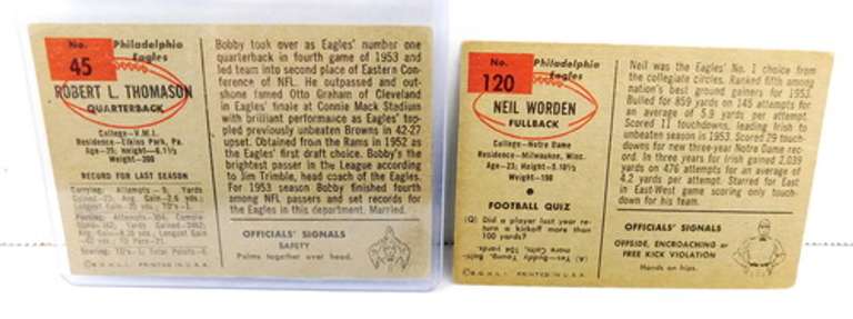 2 Bowman 1954 Football Cards