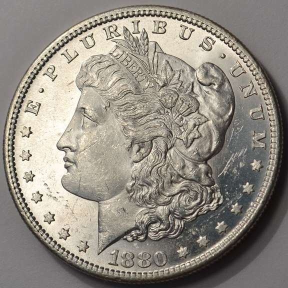1880-S Flashy Morgan Silver Dollar Brilliant Uncirculated.