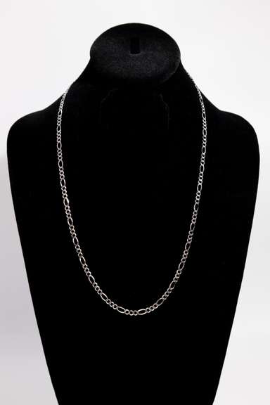 14K White Gold 3.9mm Figaro Link Chain 24 Inch