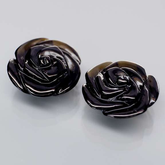 Detailed 9.63ct Tektite carved rose pair